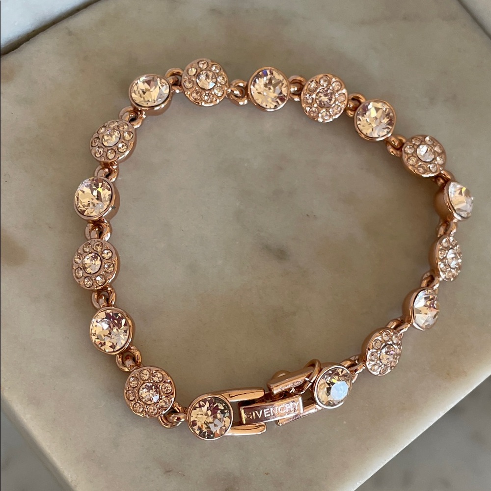 GIVENCHY Rose Gold Tennis Bracelet with Clear Crystals - Picture 6 of 16